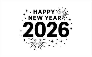 Happy New Year 2026 Typography Design 