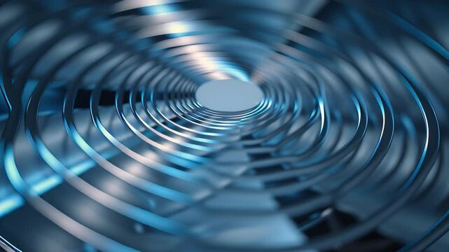 Abstract Spiral Metal: A captivating close-up of a dynamic spiral design, with intertwined lines that create an illusion of motion. The artwork presents a mesmerizing play of light and shadow.