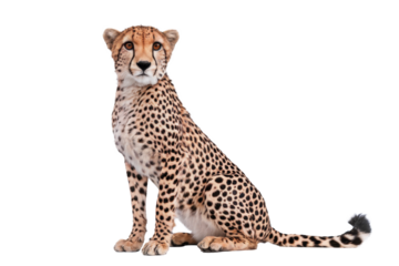 sitting cheetah isolated on transparent background.