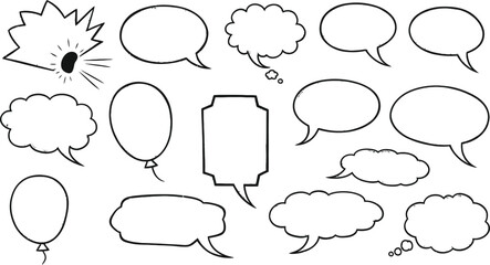 Fototapeta premium Retro empty comic speech bubbles set with black halftone shadows. Vintage design, pop art style - stock vector.