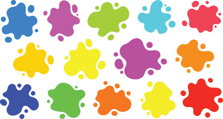 Abstract organic blob shapes set. Fluid wavy round forms and soft liquid doodle elements. Modern oval background vector illustration. Collection of colorful paint splatters 