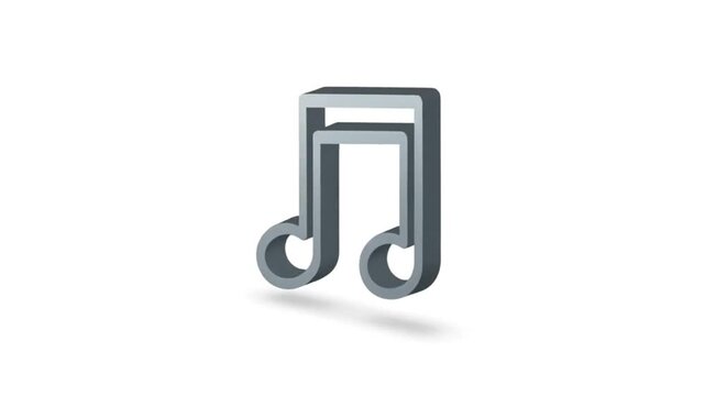 Polished three-dimensional musical note icon, ideal for digital media projects and audio interfaces, symbolizing sound, melody, and creative content in video applications
