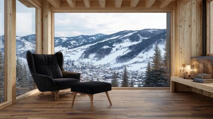 Fototapeta premium The scene presents a 3D representation of a living room adorned in minimal style, featuring a warm wood floor and an empty white wall, which together create a simple yet refined atmosphere against a