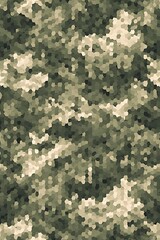 ia generated. Digital camouflage pattern in green and beige tones, ideal for military backgrounds, tactical designs, and outdoor-themed projects.
