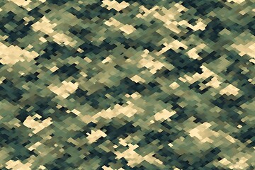 ia generated. Digital camouflage pattern in green and beige tones, ideal for military backgrounds, tactical designs, and outdoor-themed projects.

