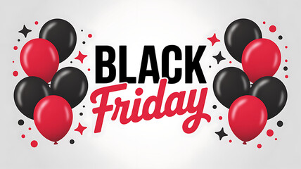 Black Friday Sale – Red & Black Balloon Theme Discount Banner
