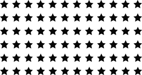 Black star pattern background, seamless vector texture with five pointed geometric shapes, isolated on white