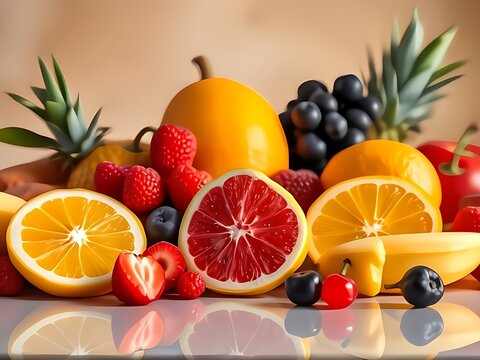Vibrant assortment of fresh, healthy fruits close-up - Powered by Adobe