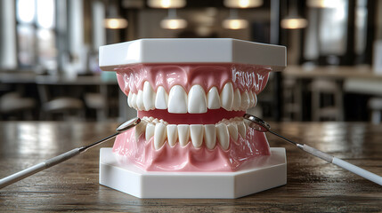 Dental model and tools for oral hygiene and dentistry education