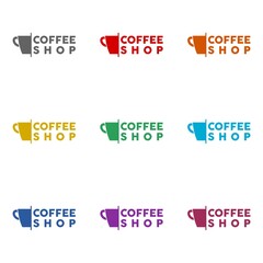 Coffee shop simple  icon isolated on white background. Set icons colorful