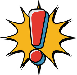 Pop art exclamation mark comic burst symbol attention warning