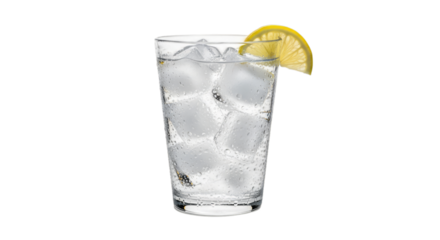 a glass of water with ice cubes isolated on a transparent background. Perfect for refreshing beverage, hydration, drink, and lifestyle concepts.