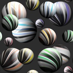 Seamless pattern of bright glossy abstract 3D balls.