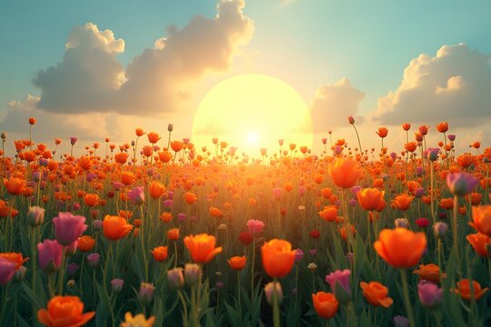 A field of flowers blooming only in a perfect circle.