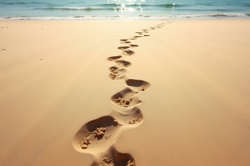 A footprint trail appearing in real time across sand.
