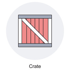 Crate Icon, Shipping Crate, Storage Container, Cargo Box, Wooden Crate, Illustration, vector