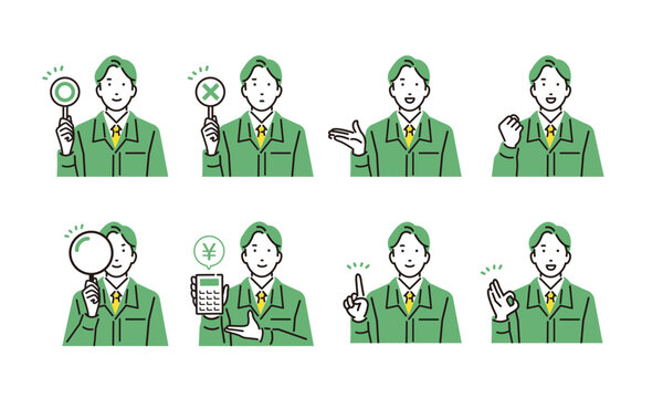 作業服の男性セット