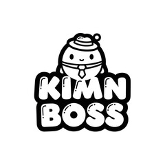 Cute Cartoon Character Kimn Boss Wearing Hat and Tie Smiling.