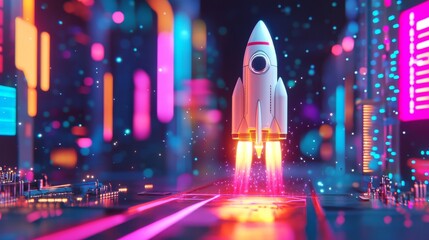 Quantum computing interface with a simulated rocket trajectory, next-gen tech lab, medium shot, futuristic tone, Vivid