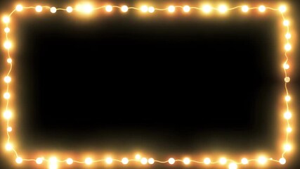 Warm glowing string lights create a festive border on a dark background, perfect for celebrations. - Powered by Adobe