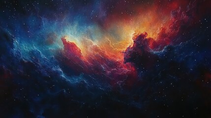 Vibrant Cosmic Nebula with Swirling Gas and Dust in Deep Space