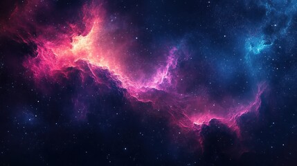 Vibrant Cosmic Nebula with Glowing Pink and Blue Gas and Numerous Stars