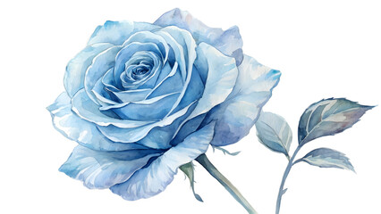 Rose watercolor illustration isolated on transparent background.