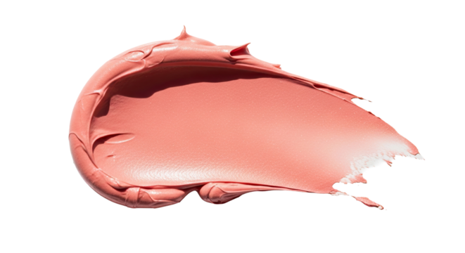 Soft blush cream smear natural glow effect on white