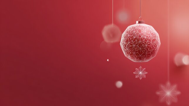 Elegant Christmas ornament decorations against a festive red background