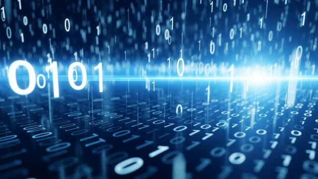 Dynamic binary code stream with blue light effect