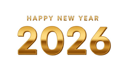 Golden 'Happy New Year 2026' text, a shining metallic greeting for upcoming celebrations and seasonal festivities