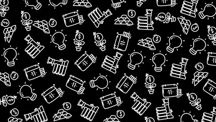Finance Doodle Pattern with Gold Bars and Light Bulb Icons