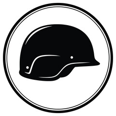 Fototapeta premium Powerful monochrome icon of military helmet, symbolizing protection and defense with a bold, simple design perfect for security or armed forces visuals