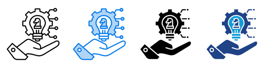 Strategy icon set multiple style collection