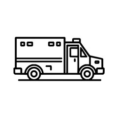 Outline armored truck security transport vehicle bank money finance cash currency delivery service icon vector
