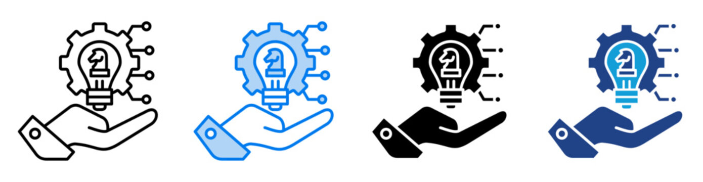 Strategy icon set multiple style collection
