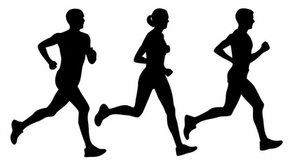 Dynamic silhouettes of runners in motion, perfect for fitness campaigns, marathon promotions, and healthy lifestyle ads, conveying energy and determination