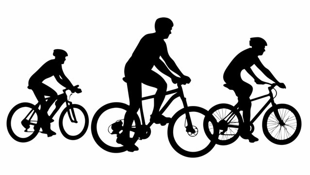 Dynamic cyclists in silhouette on an adventure trail, perfect for fitness campaigns, outdoor lifestyle brands, or promoting healthy active living initiatives
