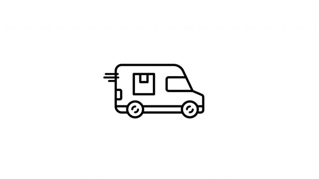 Cargo service. Line drawing of a fast delivery van icon suitable for transportation and logistics businesses. Bold and sleek design for modern branding.