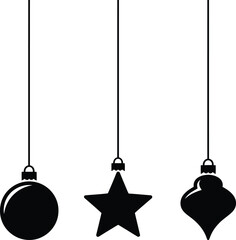 Christmas Hanging Ornaments Silhouette Vector,Black Christmas Ornaments Clipart Free Download.