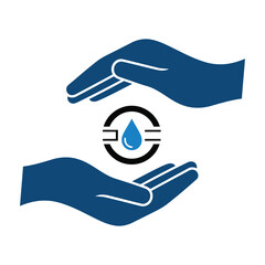 Protecting our precious water resources with care hands symbol, a vital message for conservation and sustainability, secure future for the next generation