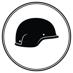 Fototapeta premium Military helmet icon inside circle offers protection and safety for brave soldiers or security personnel in dangerous situations on the frontline