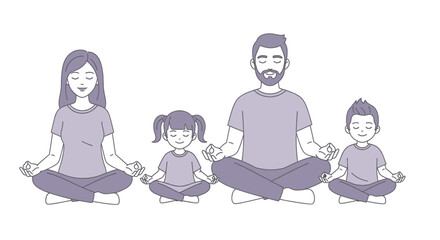 Serene family finds inner peace together meditating in a harmonious lotus pose promoting wellness and mindfulness for all ages
