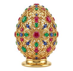 Luxury Filigree Gold Easter Egg with Precious Gems isolated on transparrent background