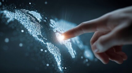 Innovative world map technology connecting global networks and data with a simple touch for future communications and business solutions