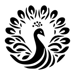 Obraz premium Minimalist elegant peacock illustration vector design with decorative feathers and crown element isolated on white vector