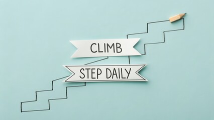 Banner with Climb and Step Daily text depicting upward progress