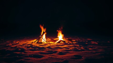 Warm Glow of the Hearth: Burning flames cast a warm glow illuminating the dark, inviting a sense of warmth, peace and comfort.