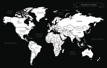 World map vector illustration detailed outline