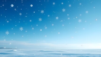 푸른색 그라데이션 배경 위 눈송이가 내리고있다 함박눈 Snowflakes are falling on the blue gradation background